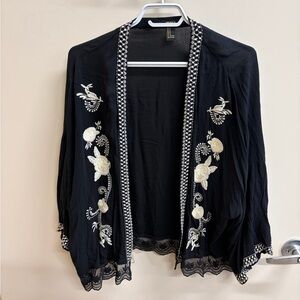 Black Floral Embroidered blouse